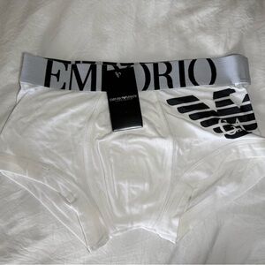 Emporio Armani White Briefs with Black Logo Waistband